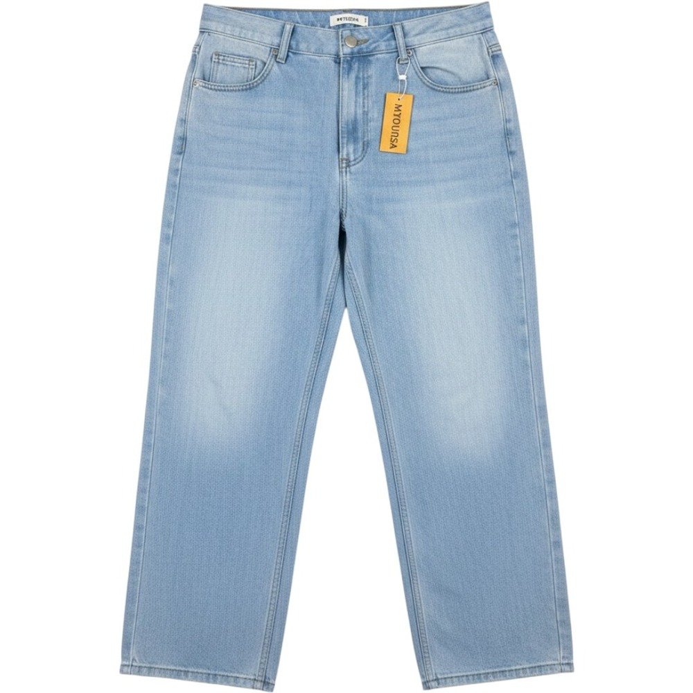 MYOURSA Jeans Womens XL Blue Wide Leg High Rise Denim Pants New With Tags